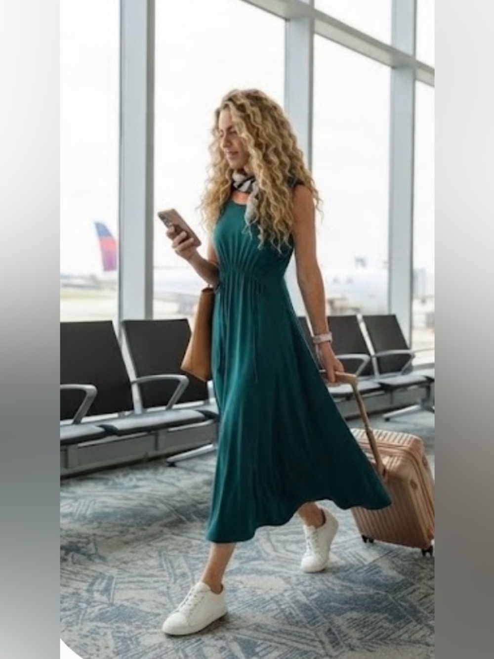 Athleta Echo Midi Dress in Emerald Green Size Small